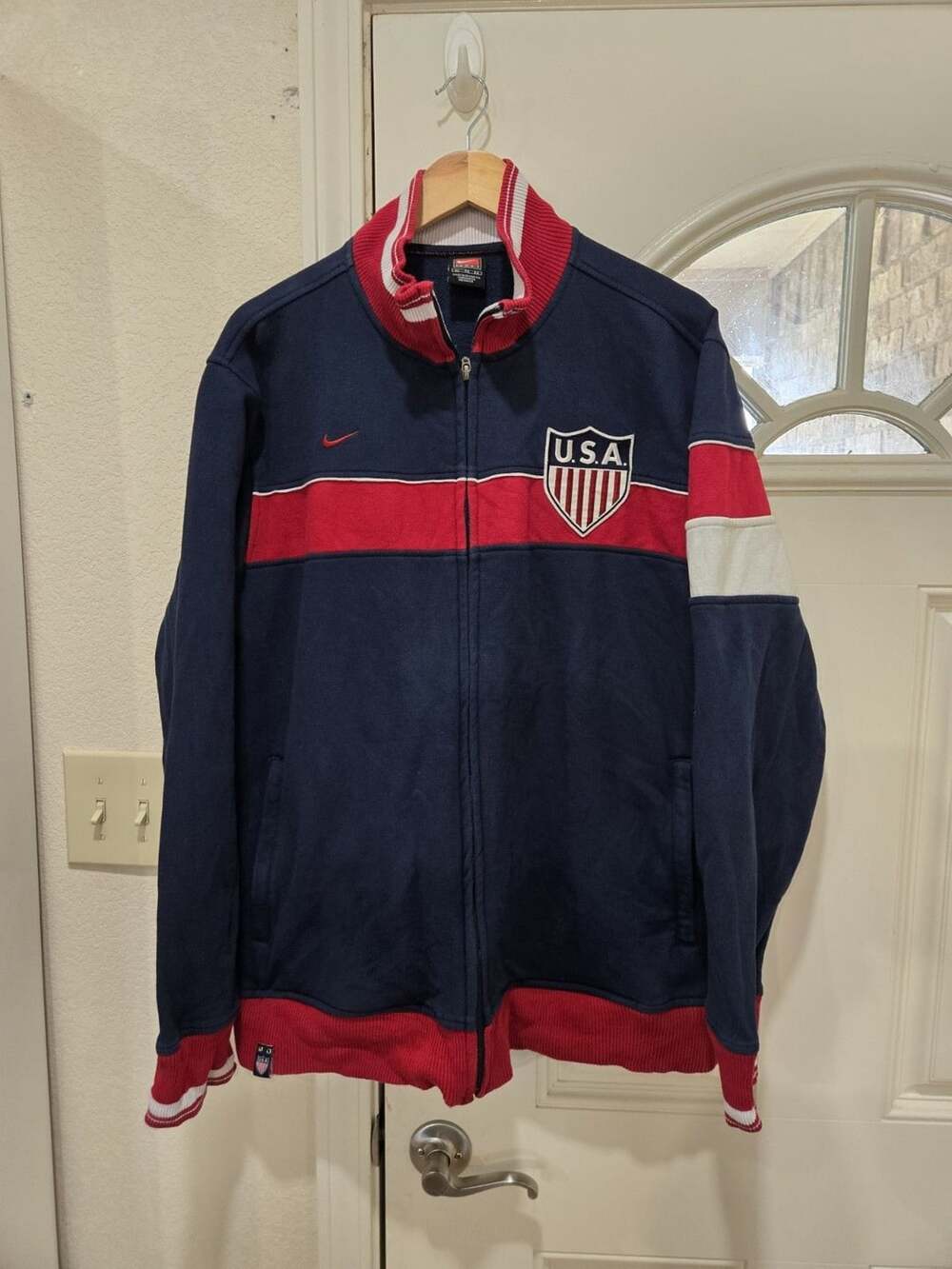 RARE Vintage Y2K 2000s Nike USA America Soccer Zip Up Warm Up Track Jacket XL